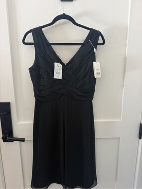 Armani Collezioni Black V-Neck Ruched Midi Dress